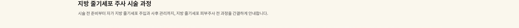 지방 줄기세포 주사 시술 과정 : 시술 전 준비부터 자가 지방 줄기세포 주입과 사후 관리까지, 지방 줄기세포 피부주사 전 과정을 간결하게 안내합니다. 